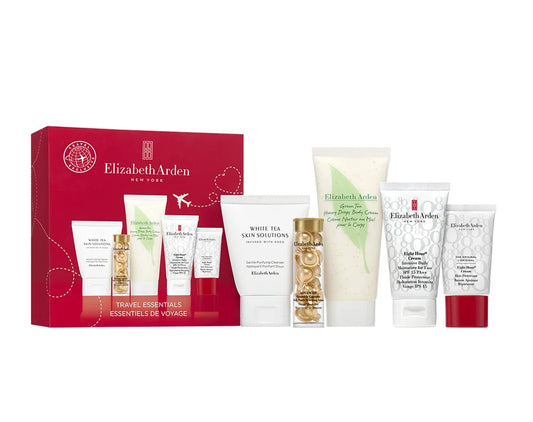 Set Elizabeth Arden: White Tea Skin Solutions, Purifying, Cleansing Cream, 50 ml + Advanced Ceramide, Nourishing & Restoring, Serum Capsules, For Face, 14 pcs + Green Tea - Honey Drops, Hydrating, Body Cream, 100 ml + Eight Hour, Intense Moisture, Day,…