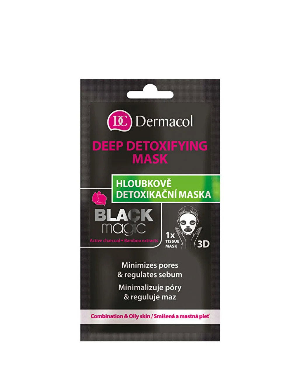 Dermacol, Black Magic, Activated Charcoal, Detoxifying, Sheet Mask, For Face, 15 ml *Tester