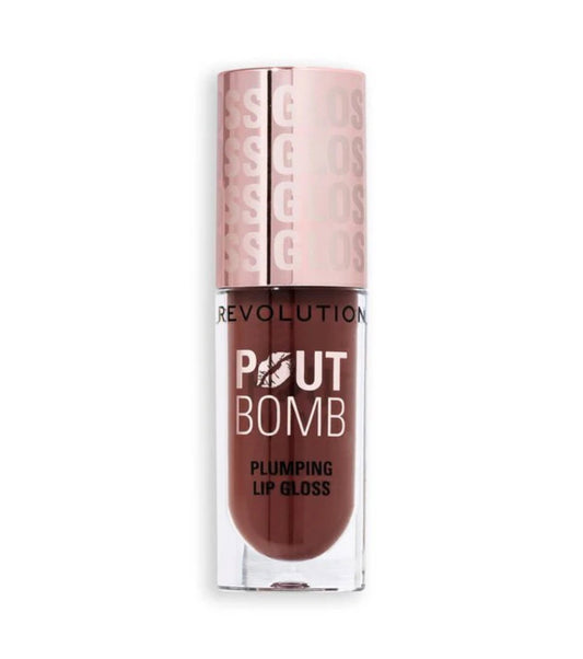 Makeup Revolution, Pout Bomb, Plumping, Lip Gloss, Espresso Cool, 4.6 ml